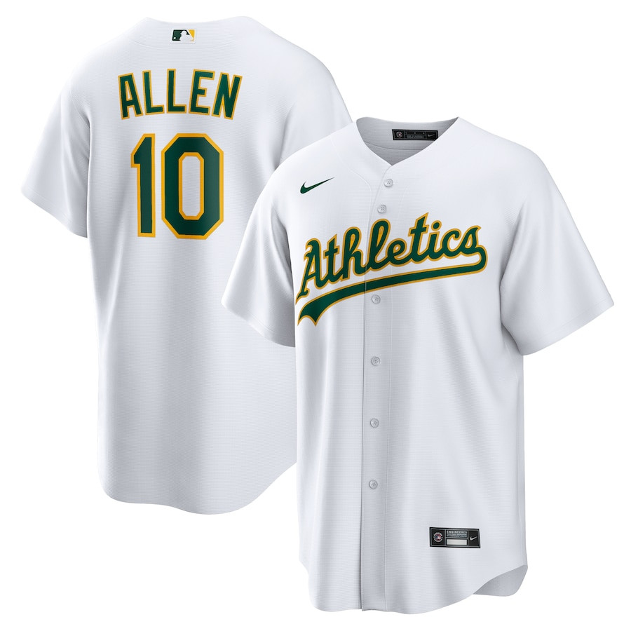 Nick Allen 10 Oakland Athletics Home Men Baseball Jersey - White 