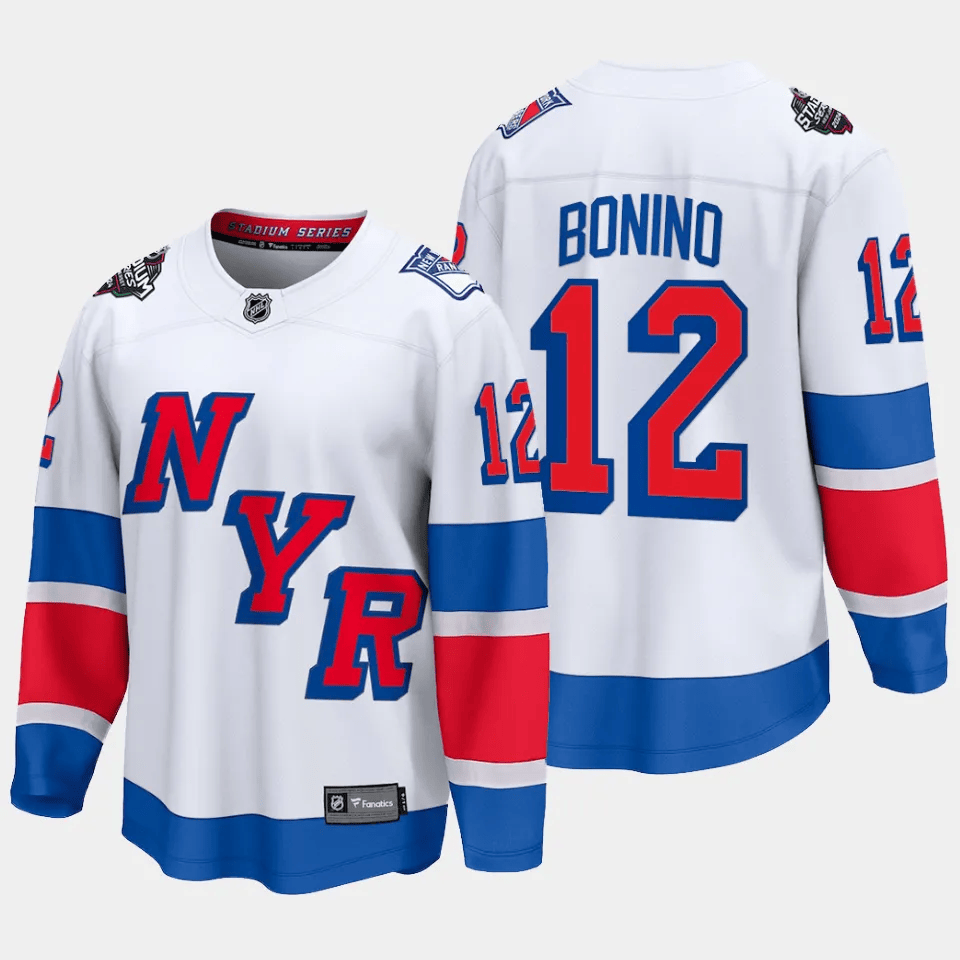 Nick Bonino 12 New York Rangers 2024 Stadium Series Patch Breakaway Hockey Jersey - Men, White - JS268 