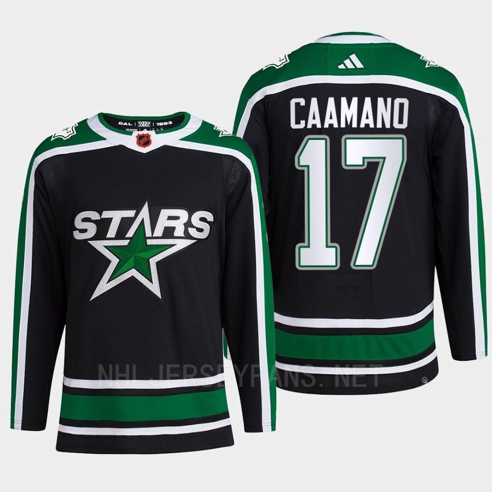 Nick Caamano 17 Reverse Retro 2.0 2022 Dallas Stars Black Hockey Jersey Pro Primegreen - JS794 