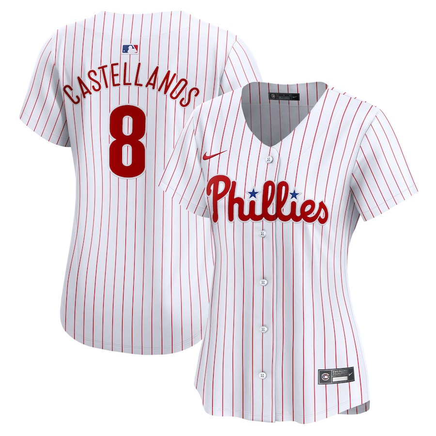 Nick Castellanos 8 Philadelphia Phillies Women Home Limited Player Baseball Jersey - White 