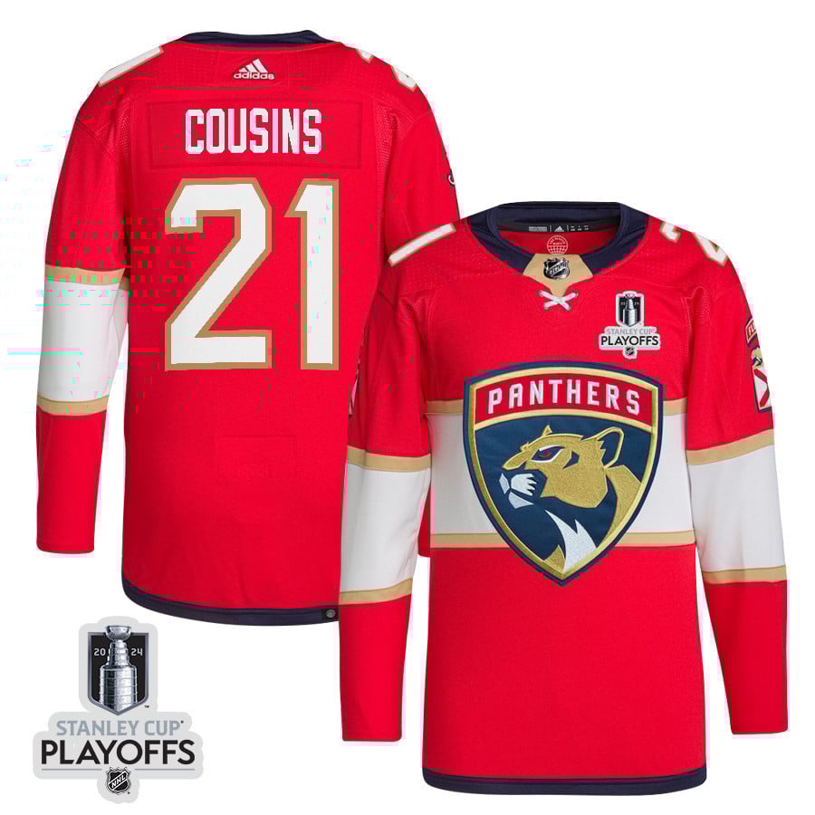 Nick Cousins 21 Florida Panthers 2024 NHL Playoffs Patch Home Hockey Jersey - Men, Red - JS724 