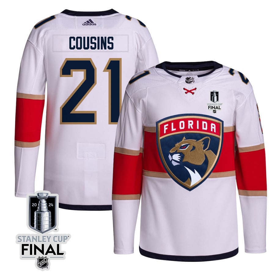 Nick Cousins 21 Florida Panthers 2024 STANLEY CUP Final Away Breakaway Hockey Jersey - Men, White - JS608 