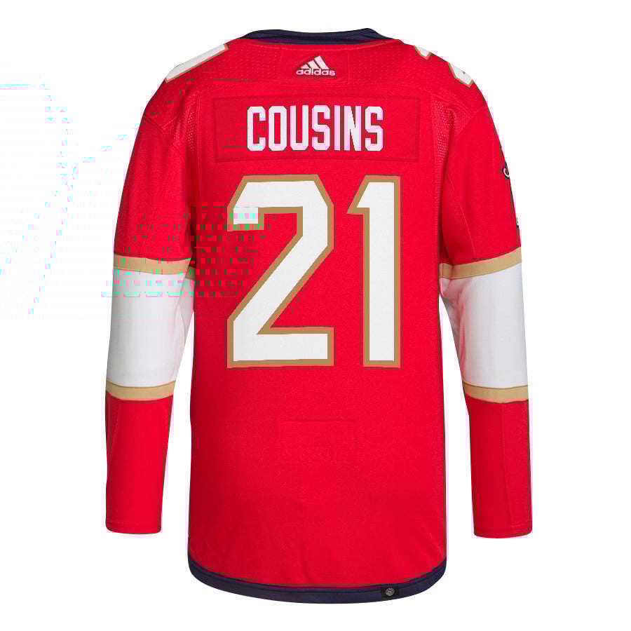 Alternative view of Nick Cousins 21 Florida Panthers 2024 STANLEY CUP Final Home Breakaway Hockey Jersey - Men, Red - JS401 