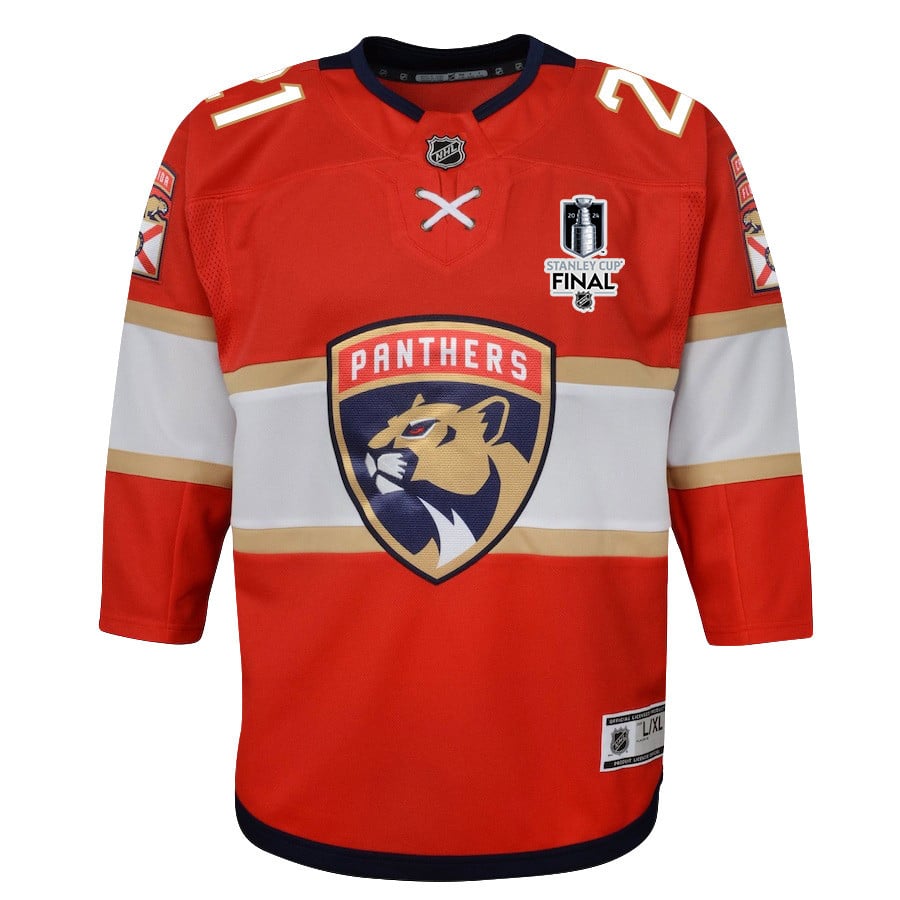 Alternative view of Nick Cousins 21 Florida Panthers 2024 STANLEY CUP Final Youth Home Breakaway Hockey Jersey - Red - JS134 