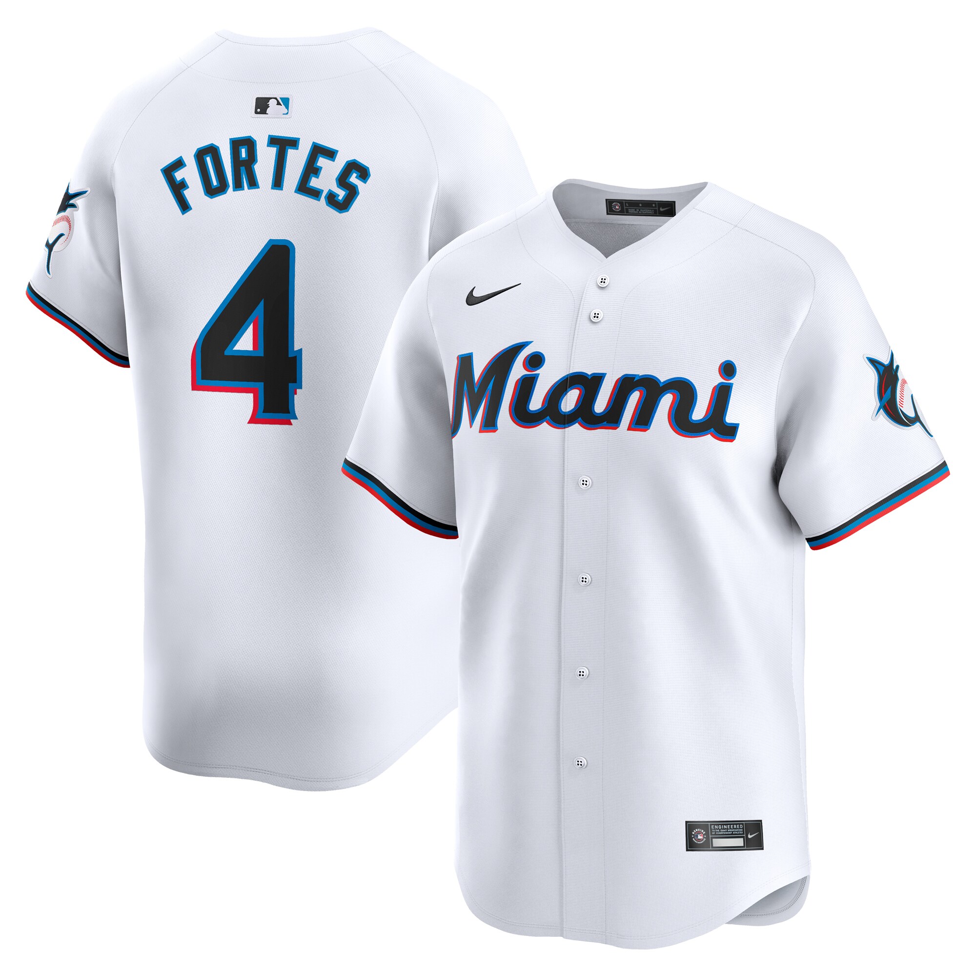 Nick Fortes Miami Marlins Home Limited Player Baseball Jersey - White