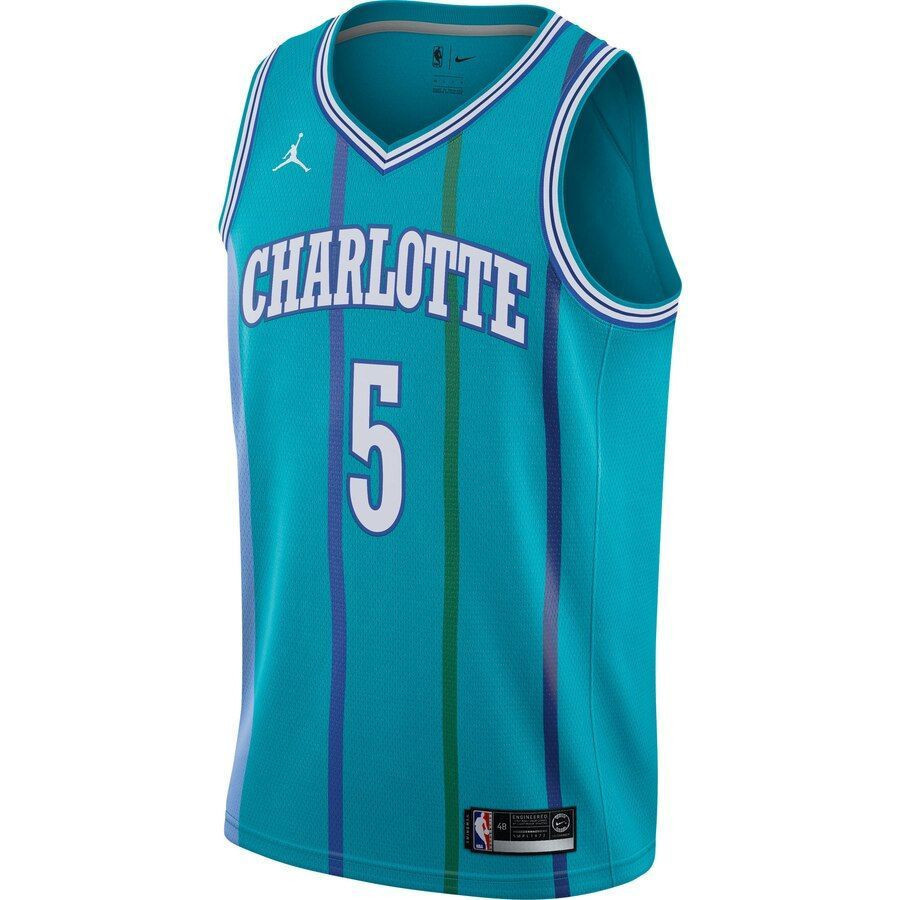 Alternative view of Nicolas Batum Charlotte Hornets Fashion Current Player Hardwood Classics Swingman Basketball Jersey - Aqua - JS984 