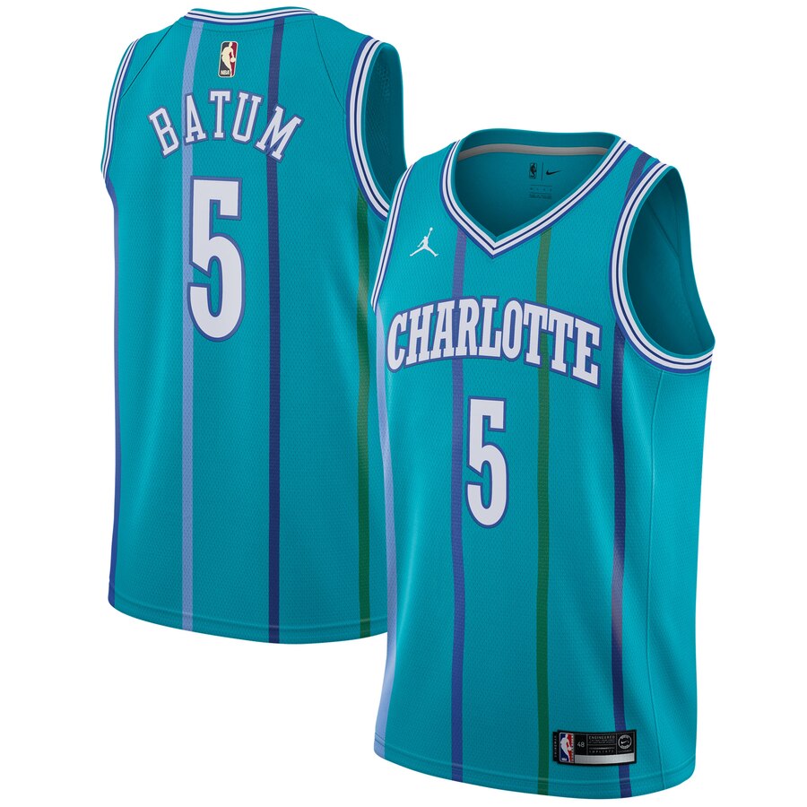 Nicolas Batum Charlotte Hornets Jordan Brand Fashion Current Player Hardwood Classics Swingman Basketball Jersey - Aqua