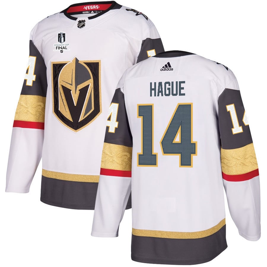Nicolas Hague 14 Vegas Golden Knights Stanley Cup 2023 Final Patch Away Breakaway Men Hockey Jersey - White - JS773 