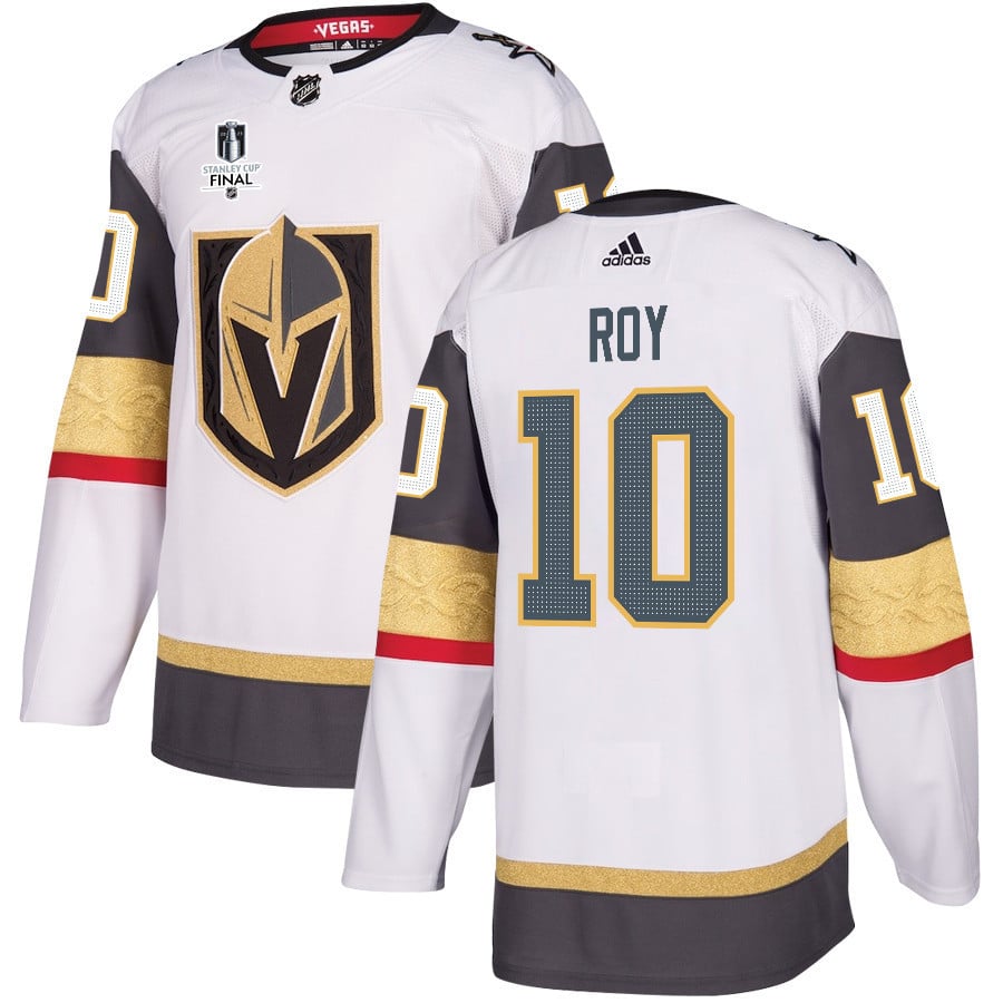 Nicolas Roy 10 Vegas Golden Knights Stanley Cup 2023 Final Patch Away Breakaway Men Hockey Jersey - White - JS378 