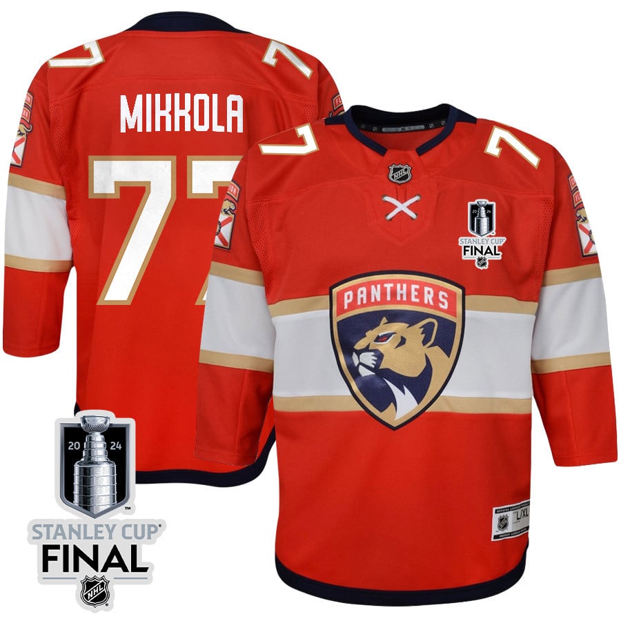 Niko Mikkola 77 Florida Panthers 2024 STANLEY CUP Final Youth Home Breakaway Hockey Jersey - Red - JS296 