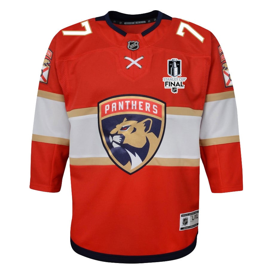 Alternative view of Niko Mikkola 77 Florida Panthers 2024 STANLEY CUP Final Youth Home Breakaway Hockey Jersey - Red - JS296 