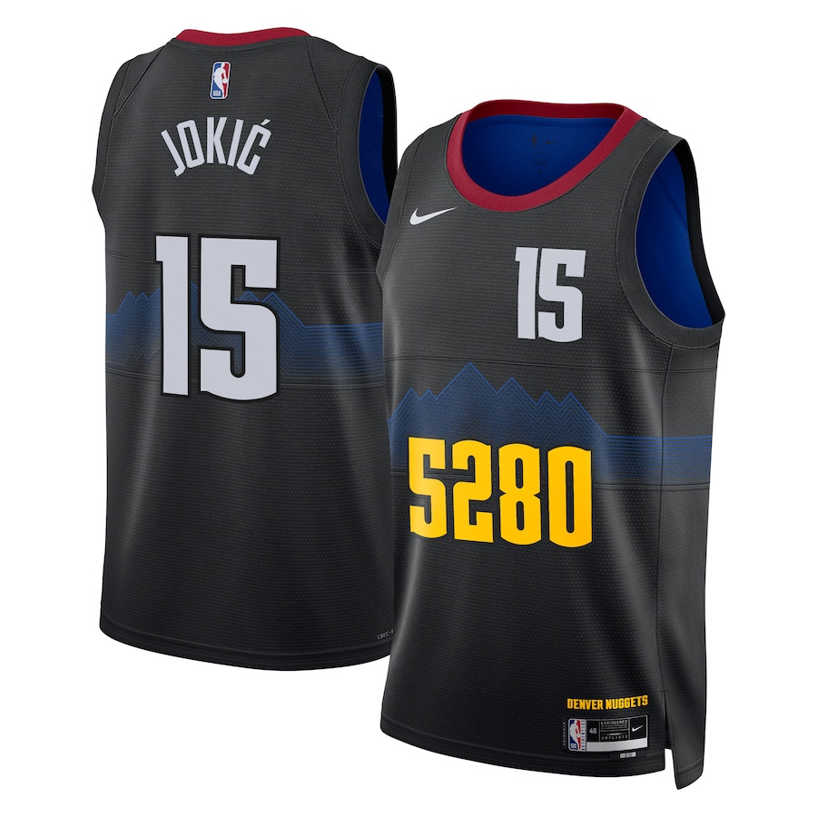 Nikola Jokić 15 Denver Nuggets 2023/24 City Edition Swingman Basketball Jersey - Black - JS503 