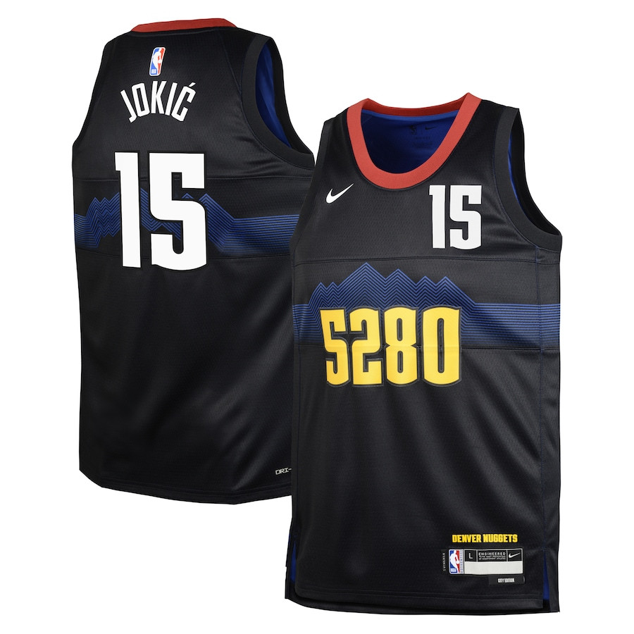 Nikola Jokić 15 Denver Nuggets 2023/24 City Edition Swingman YOUTH Basketball Jersey - Black - JS224 