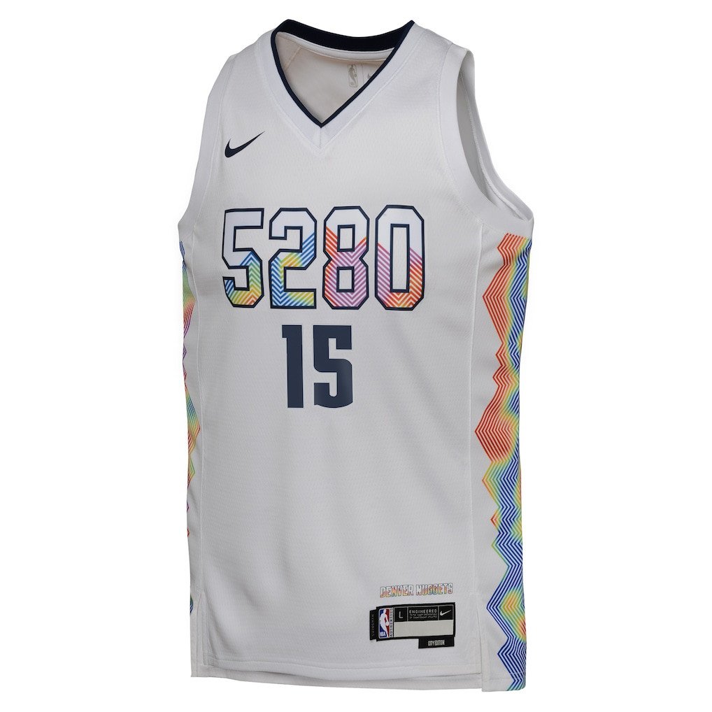 Alternative view of Nikola Jokić 15 Denver Nuggets 2024/25 Swingman Player YOUTH Basketball Jersey - City Edition - White - JS151 