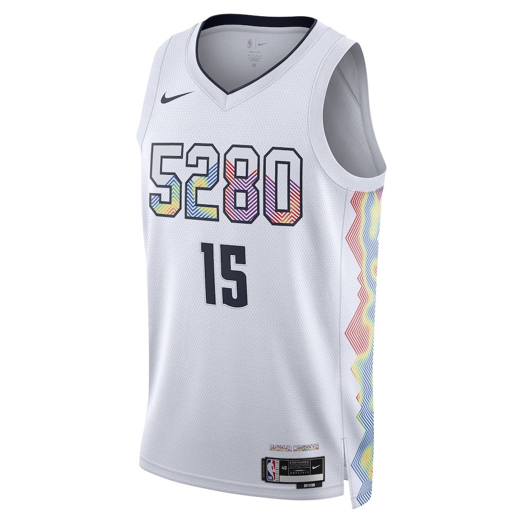 Alternative view of Nikola Jokić 15 Denver Nuggets Unisex 2024/25 Swingman Player Basketball Jersey - City Edition - White - JS685 