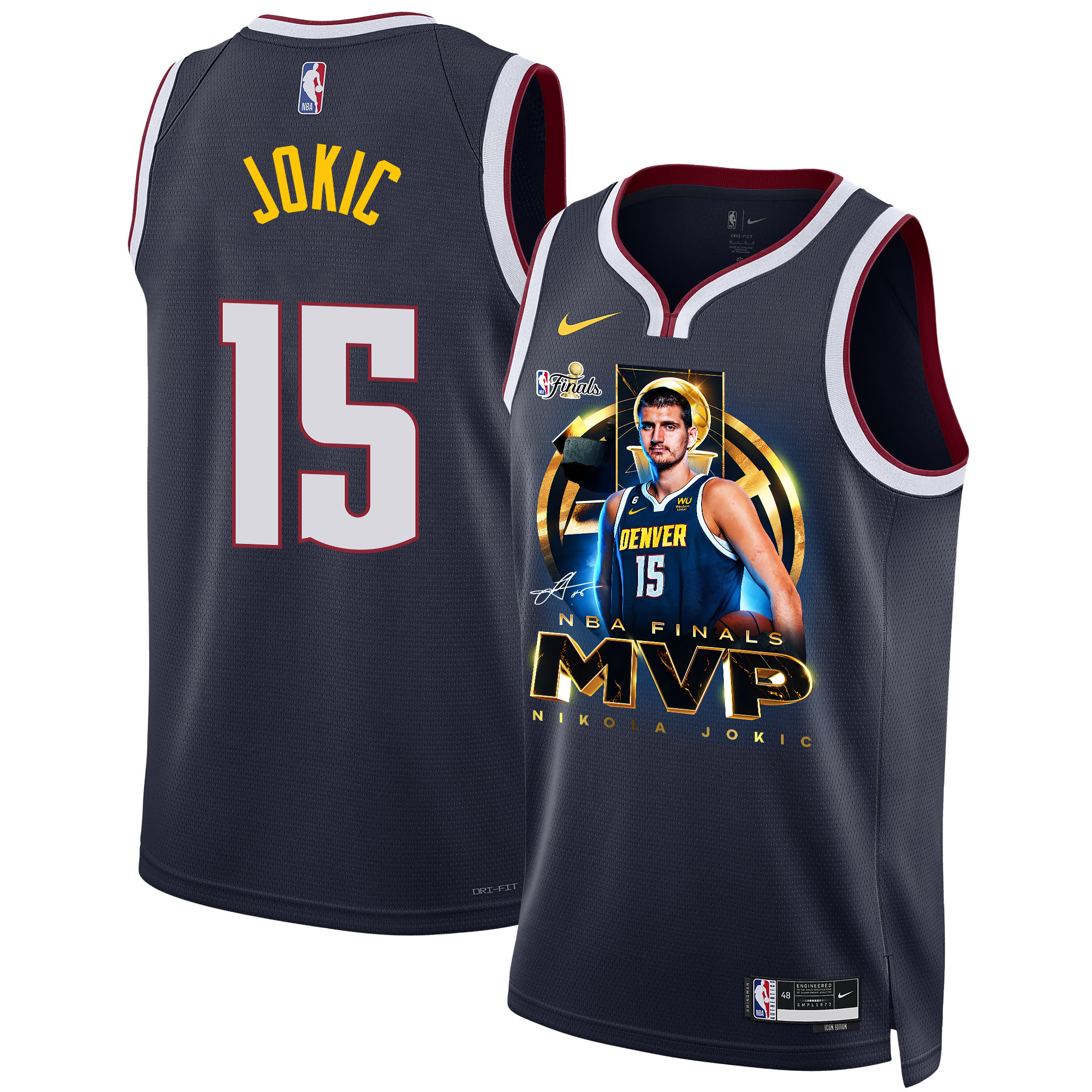 Nikola Jokić Denver Nuggets MVP 2023 NBA Final Champions Swingman Basketball Jersey - Black - JS423 