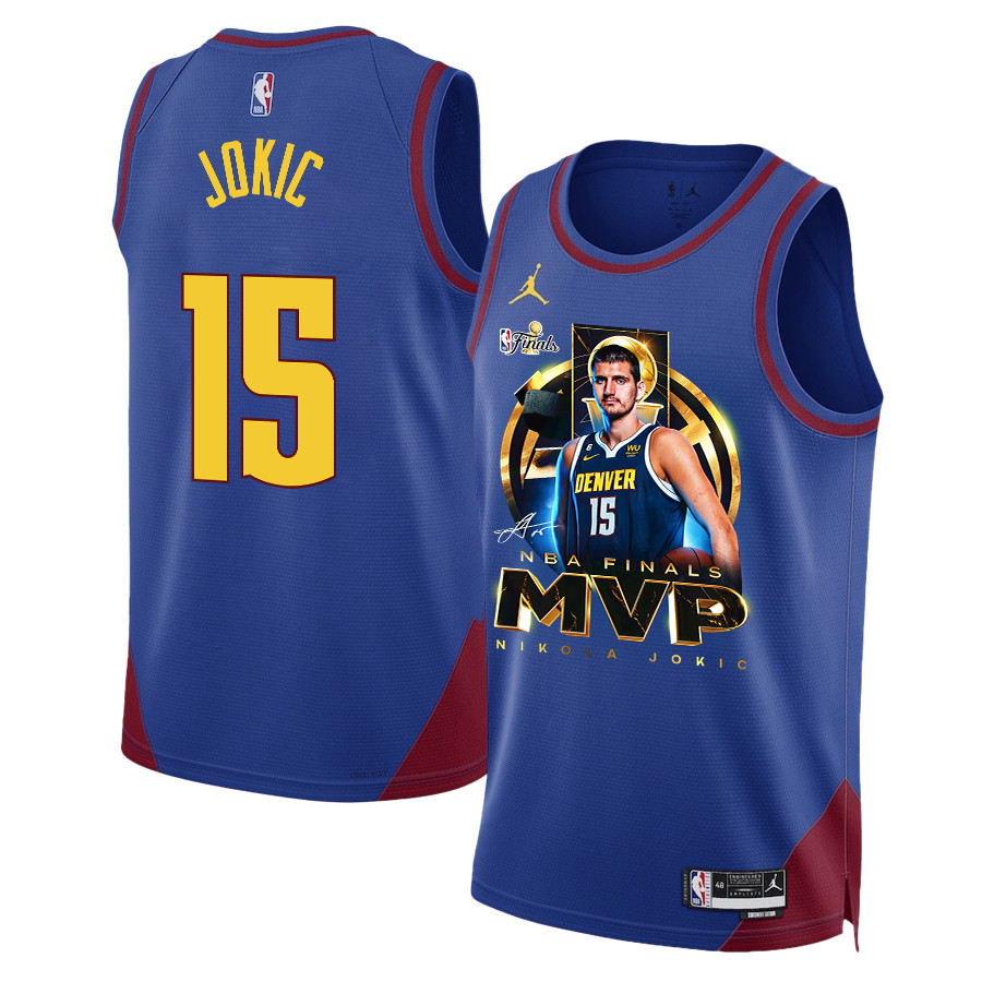 Nikola Jokić Denver Nuggets MVP 2023 NBA Final Champions Swingman Basketball Jersey - Blue - JS965 