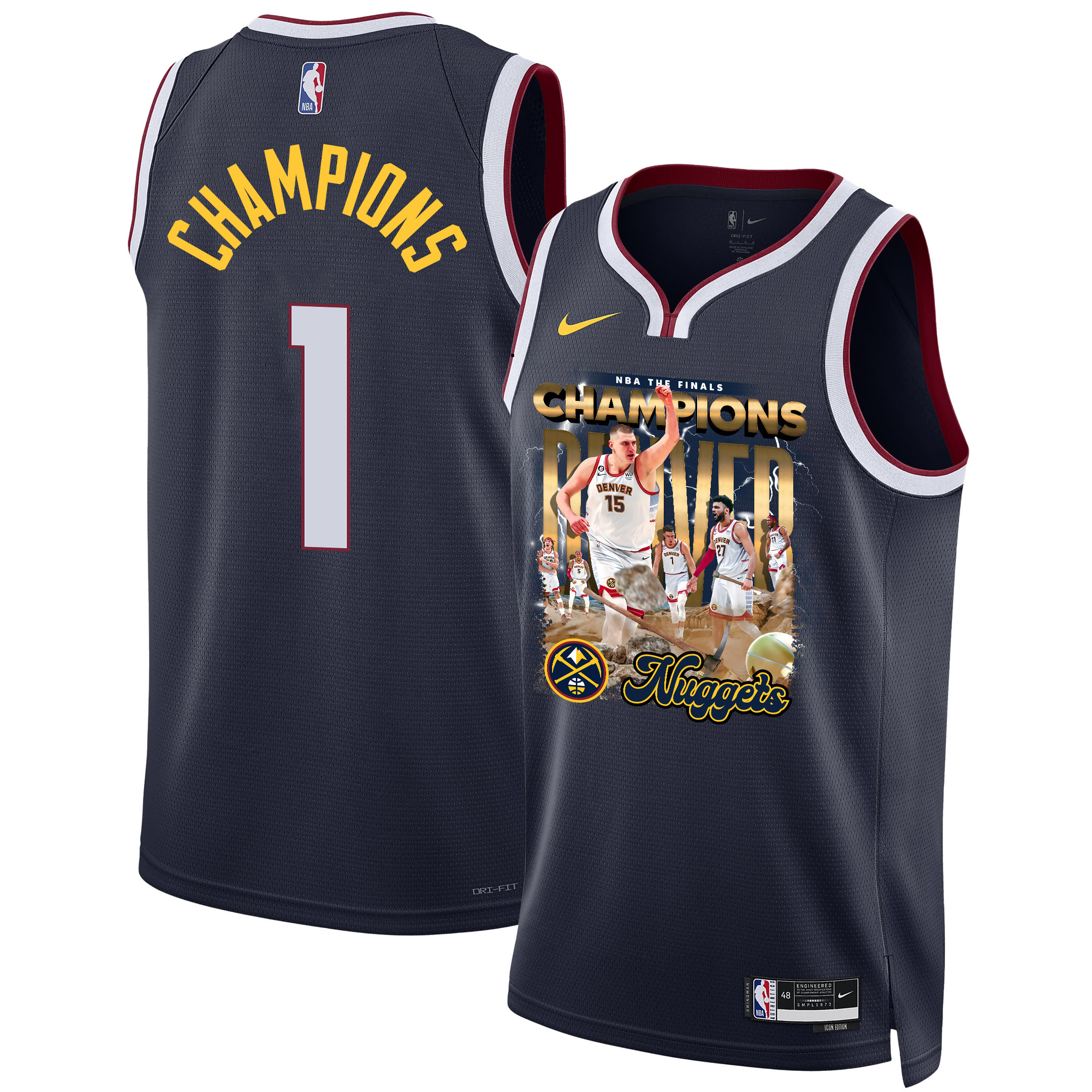 Nikola Jokić Denver Nuggets Superstar 2023 NBA The Final Champions Swingman Basketball Jersey - Black - JS541 