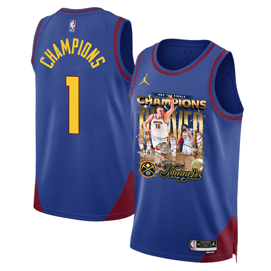 Nikola Jokić Denver Nuggets Superstar 2023 NBA The Final Champions Swingman Basketball Jersey - Blue - JS467 