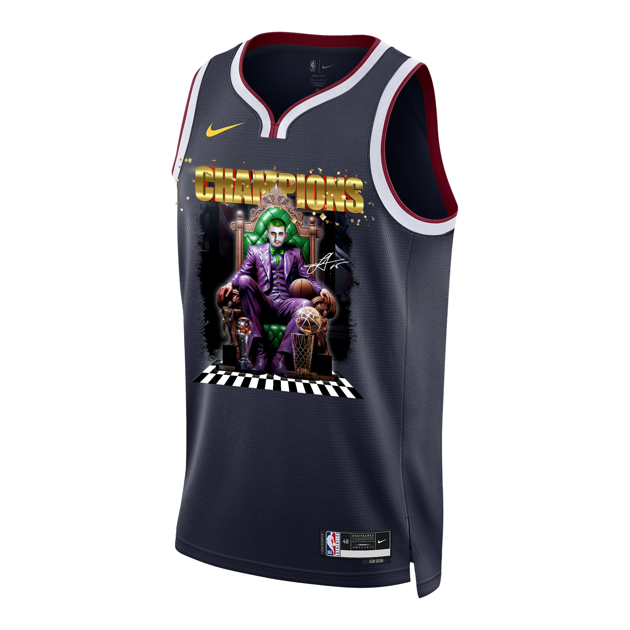 Alternative view of Nikola Jokić Denver Nuggets The Big Joker 2023 NBA Final Champions Swingman Basketball Jersey - Black - JS230 