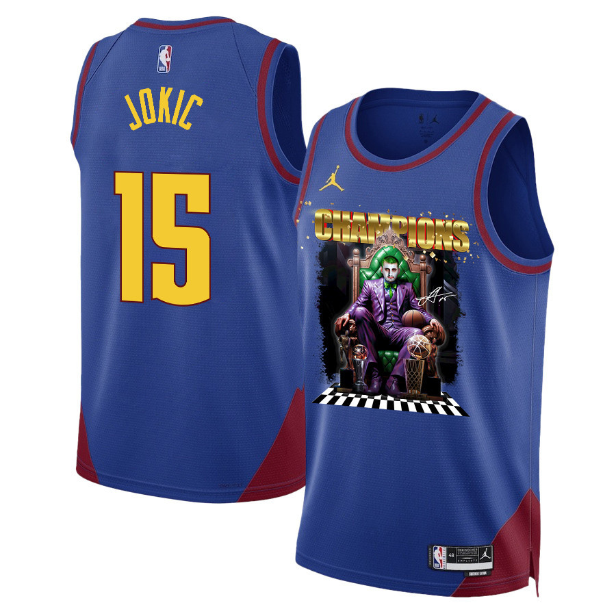 Nikola Jokić Denver Nuggets The Big Joker 2023 NBA Final Champions Swingman Basketball Jersey - Blue - JS590 