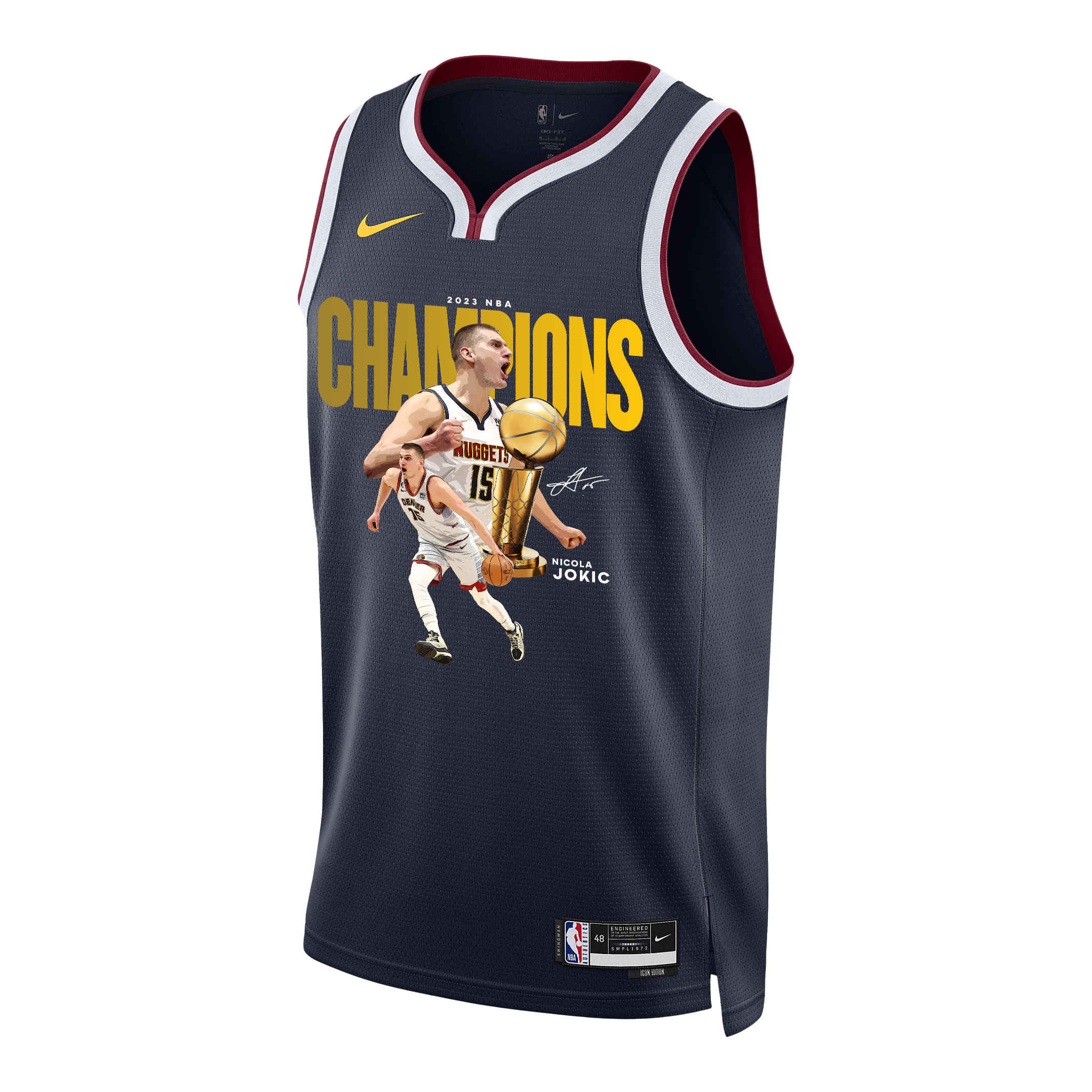 Alternative view of Nikola Jokić Denver Nuggets's Reigning MVP 2023 Champions Swingman Basketball Jersey - Black - JS182 