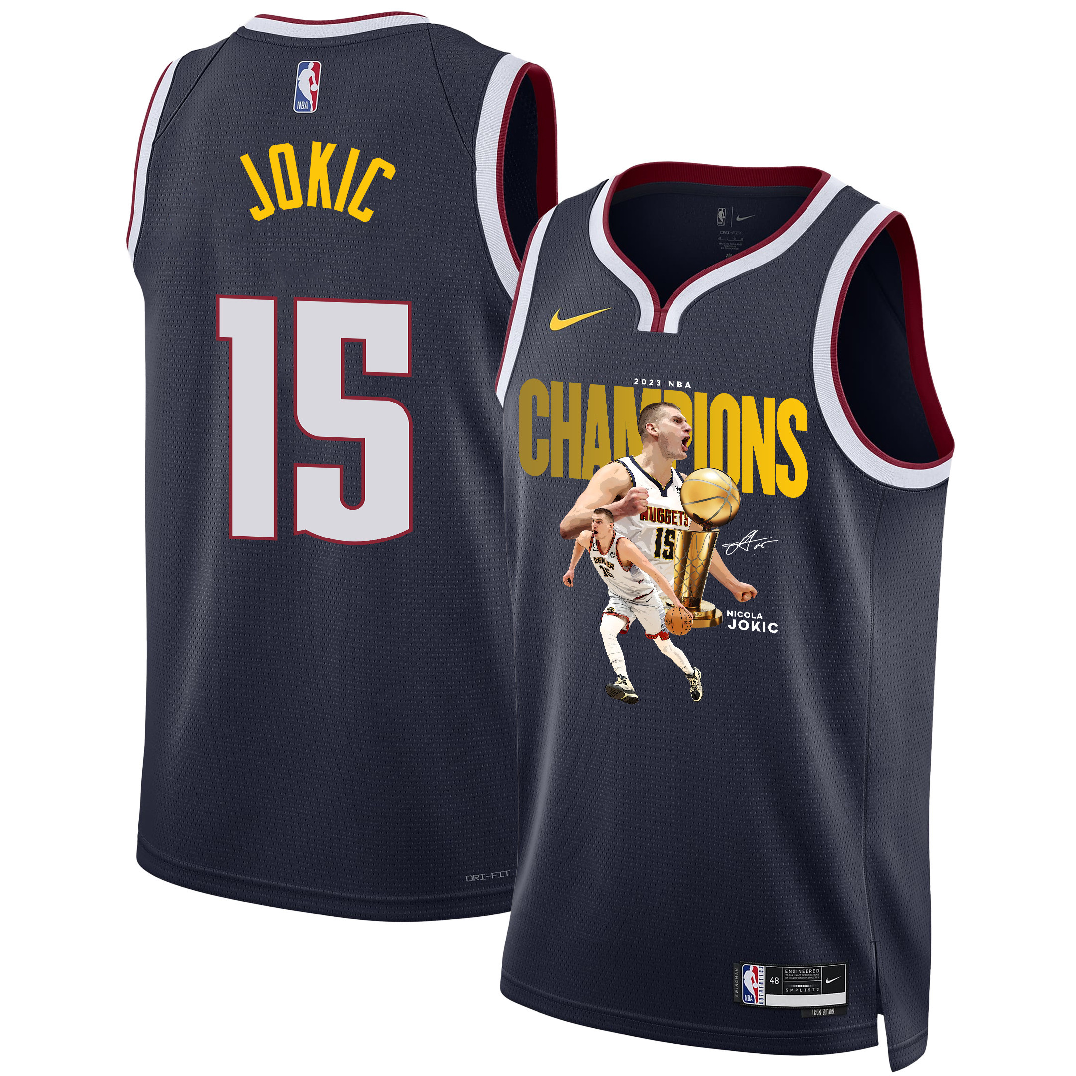 Nikola Jokić Denver Nuggets's Reigning MVP 2023 Champions Swingman Basketball Jersey - Black - JS182 