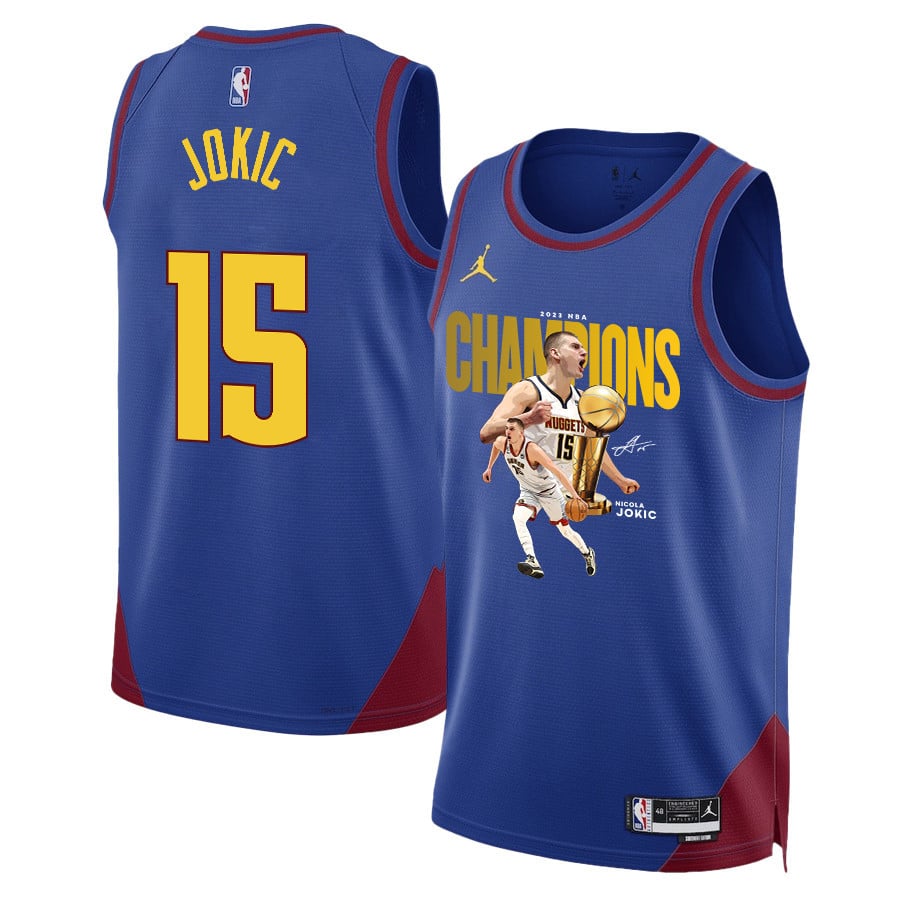 Nikola Jokić Denver Nuggets's Reigning MVP 2023 Champions Swingman Basketball Jersey - Blue - JS292 