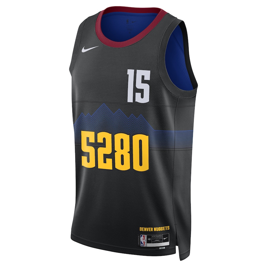 Alternative view of Nikola Jokic 15 Denver Nuggets 2023/24 Swingman Basketball Jersey - Black - City Edition - JS471 