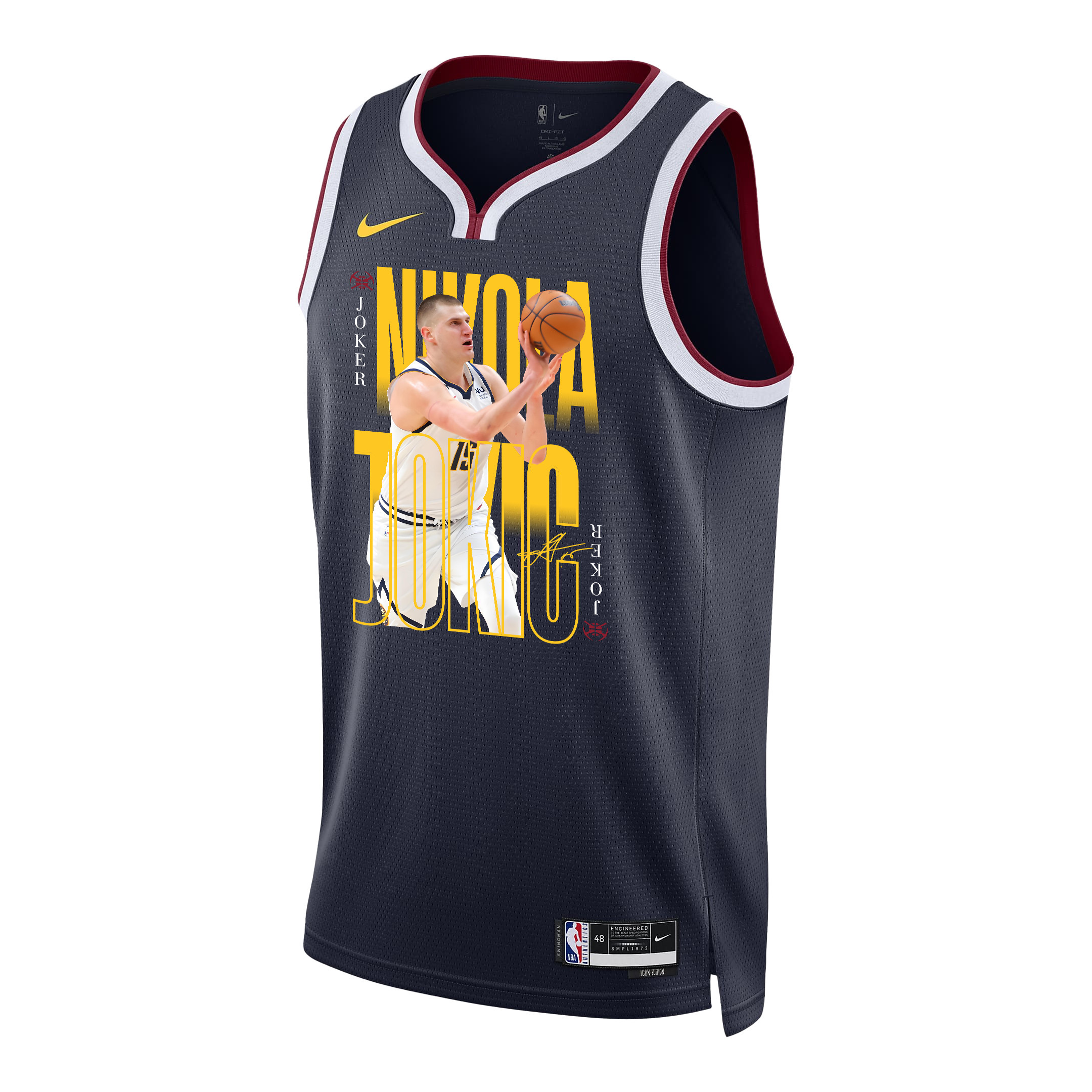 Alternative view of Nikola Jokic 15 Denver Nuggets Joker's Gold 2023 NBA Champions Swingman Basketball Jersey - Black - JS947 