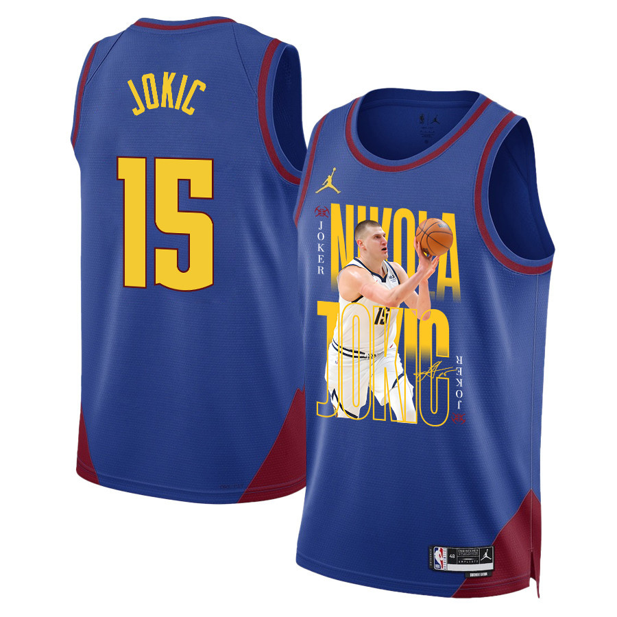 Nikola Jokic 15 Denver Nuggets Joker's Gold 2023 NBA Champions Swingman Basketball Jersey - Blue - JS719 