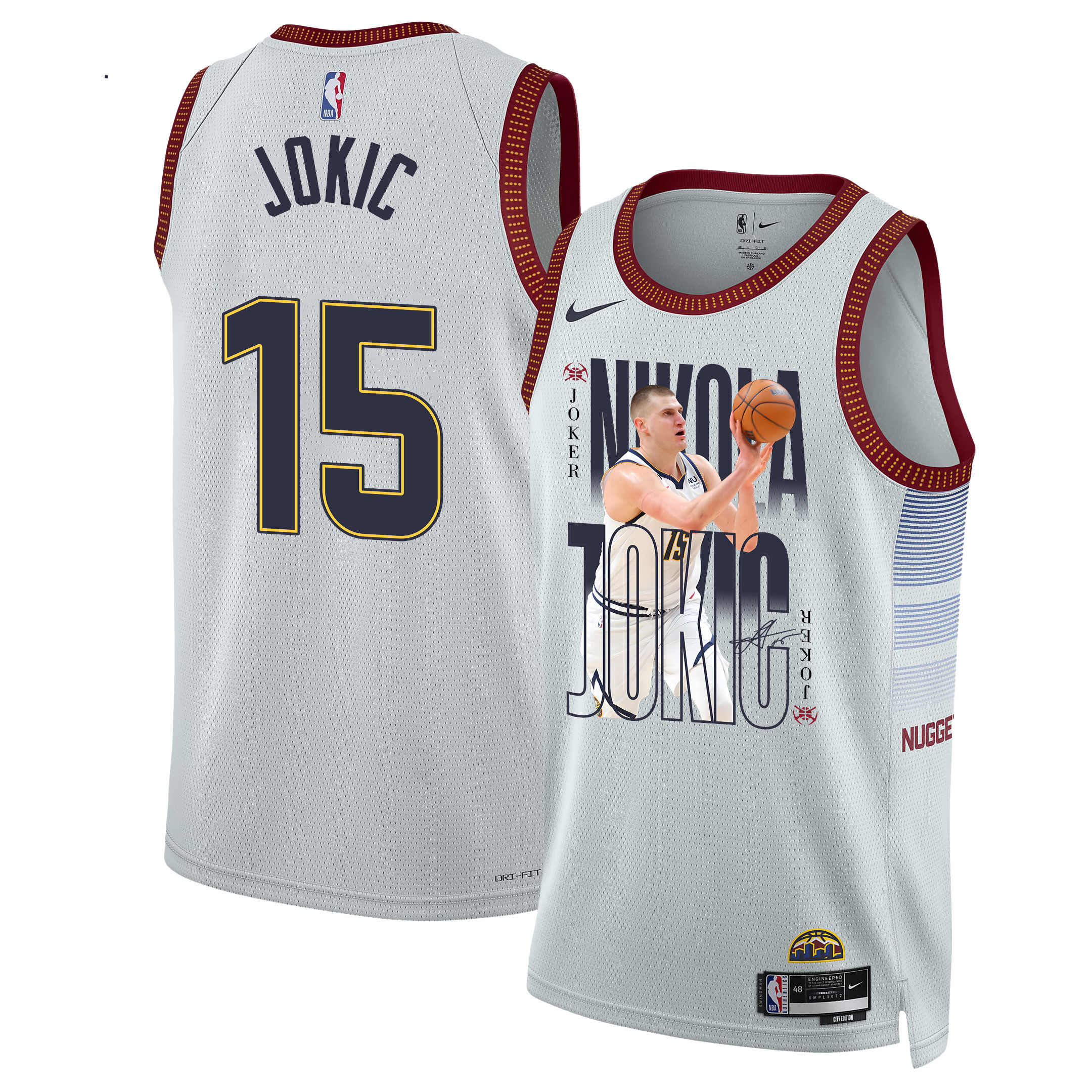 Nikola Jokic 15 Denver Nuggets Joker's Gold 2023 NBA Champions Swingman Basketball Jersey - White - JS781 