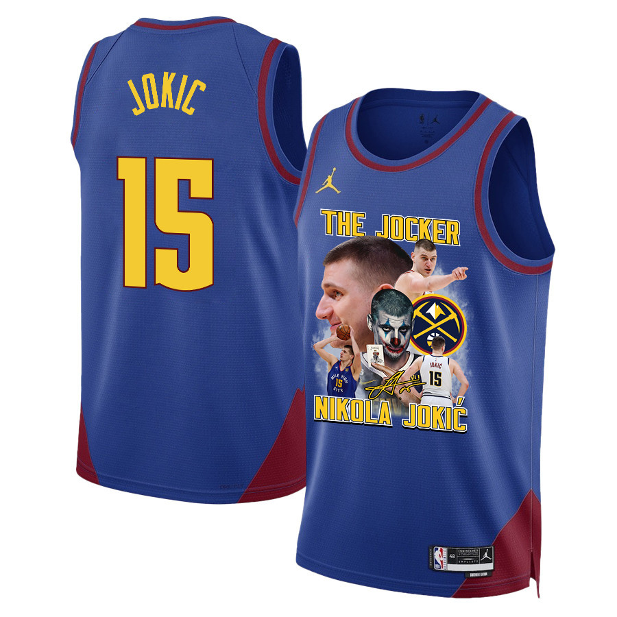Nikola Jokic 15 Denver Nuggets Joker's Magic 2023 NBA Champions Swingman Basketball Jersey - Blue - JS821 