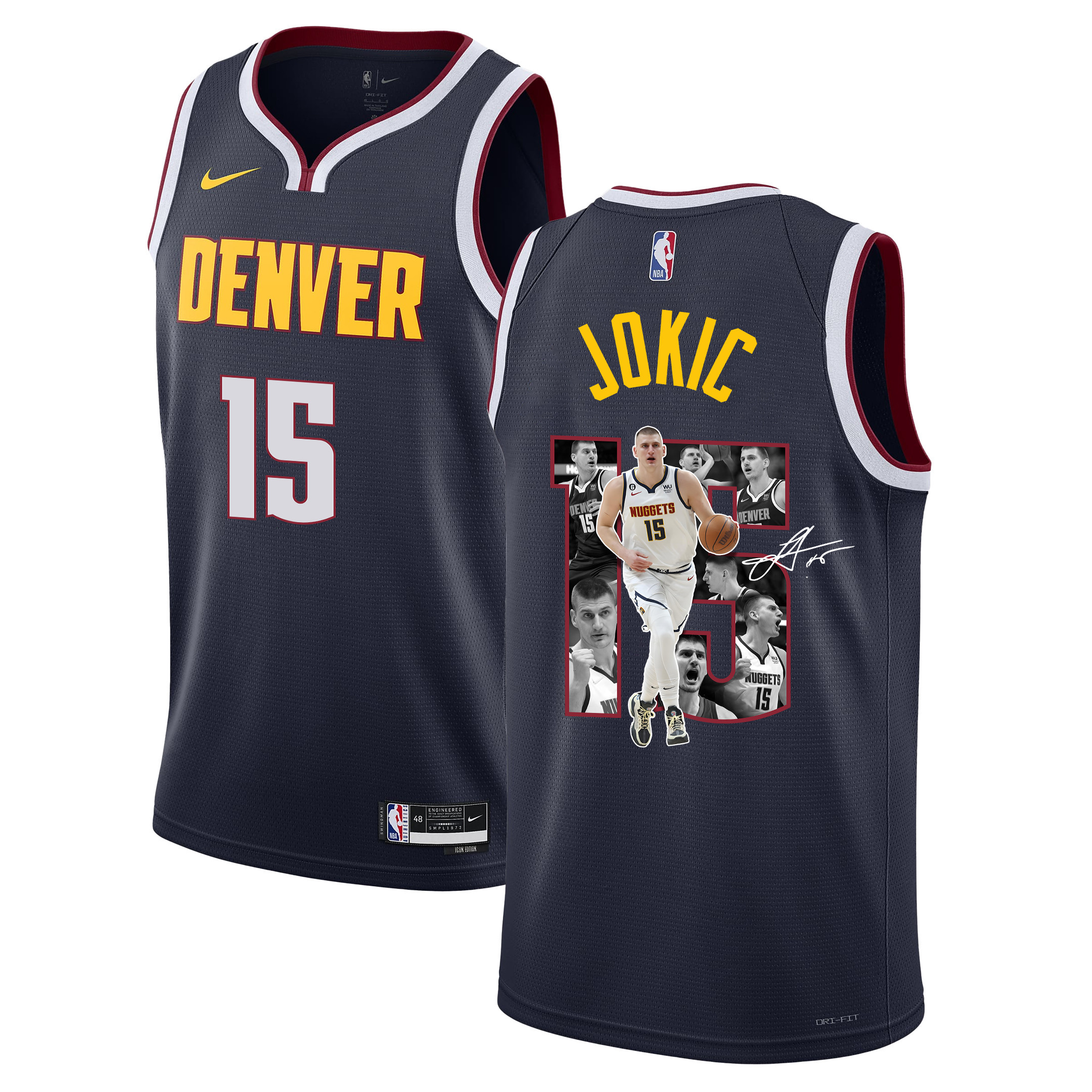 Nikola Jokic 15 Denver Nuggets Unpredictable Superstar 2023 NBA Champions Swingman Basketball Jersey - Black - JS407 