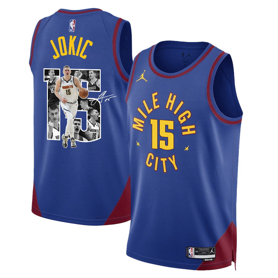 Nikola Jokic 15 Denver Nuggets Unpredictable Superstar 2023 NBA Champions Swingman Basketball Jersey - Blue - JS563 