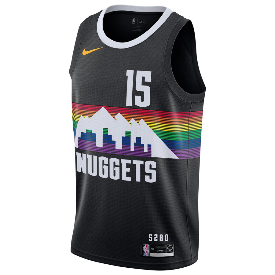 Alternative view of Nikola Jokic Denver Nuggets 2019/20 Finished Swingman Basketball Jersey Black - City Edition