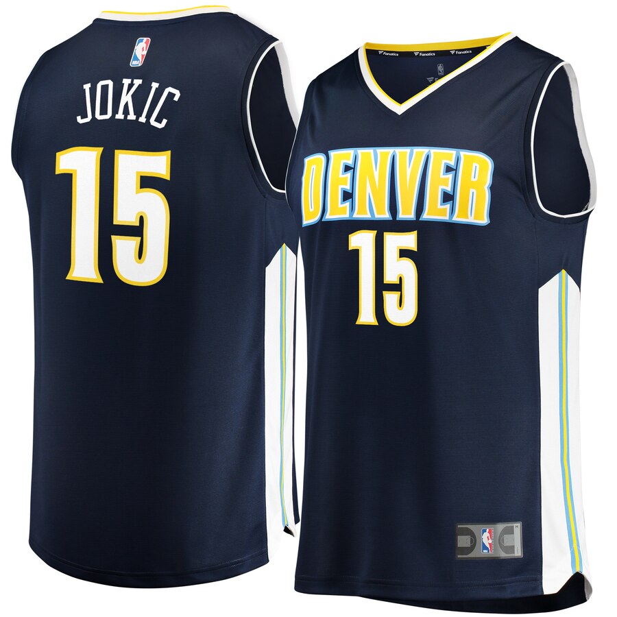 Nikola Jokic Denver Nuggets Fanatics Branded Fast Break Replica Basketball Jersey Navy - Icon Edition