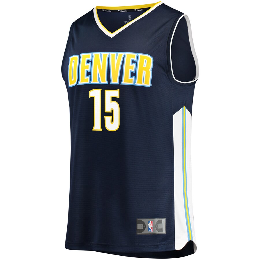 Alternative view of Nikola Jokic Denver Nuggets Fanatics Branded Fast Break Replica Basketball Jersey Navy - Icon Edition