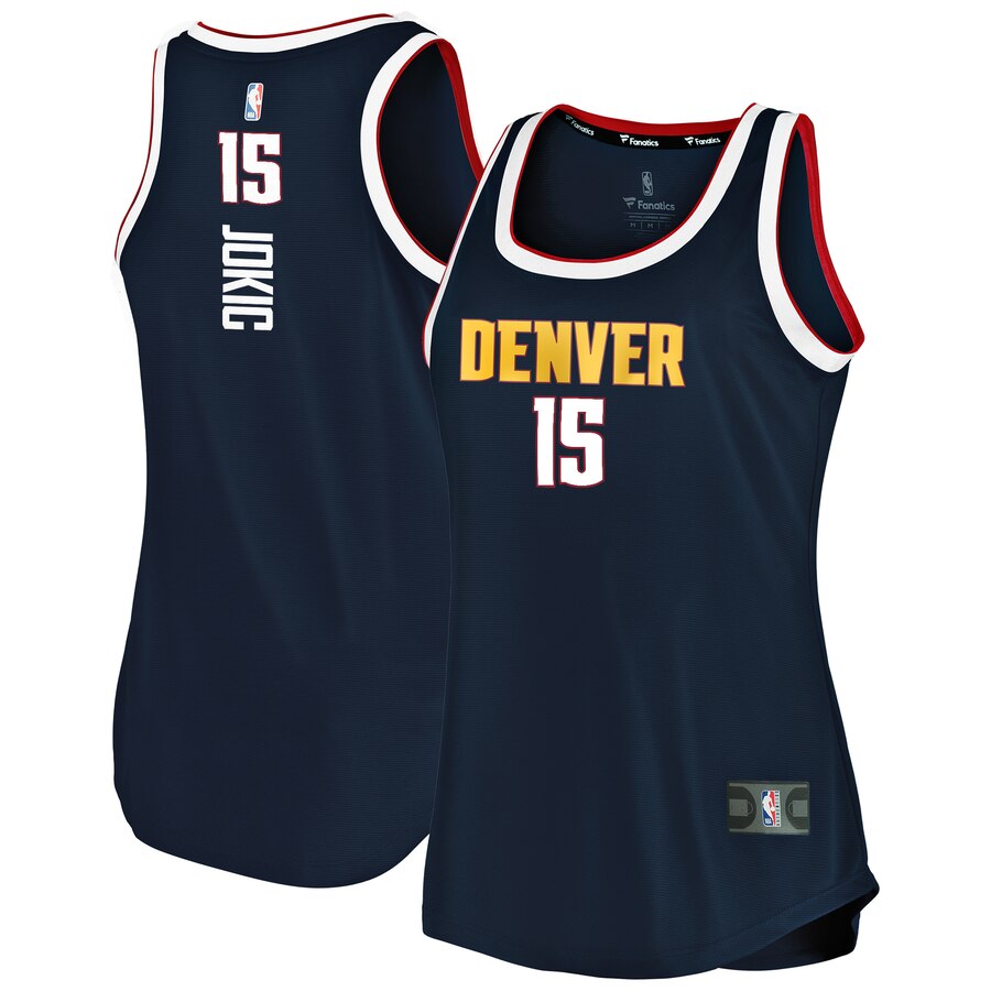 Nikola Jokic Denver Nuggets Fanatics Branded Women's 2019/20 Fast Break Team Tank Basketball Jersey - Icon Edition - Navy