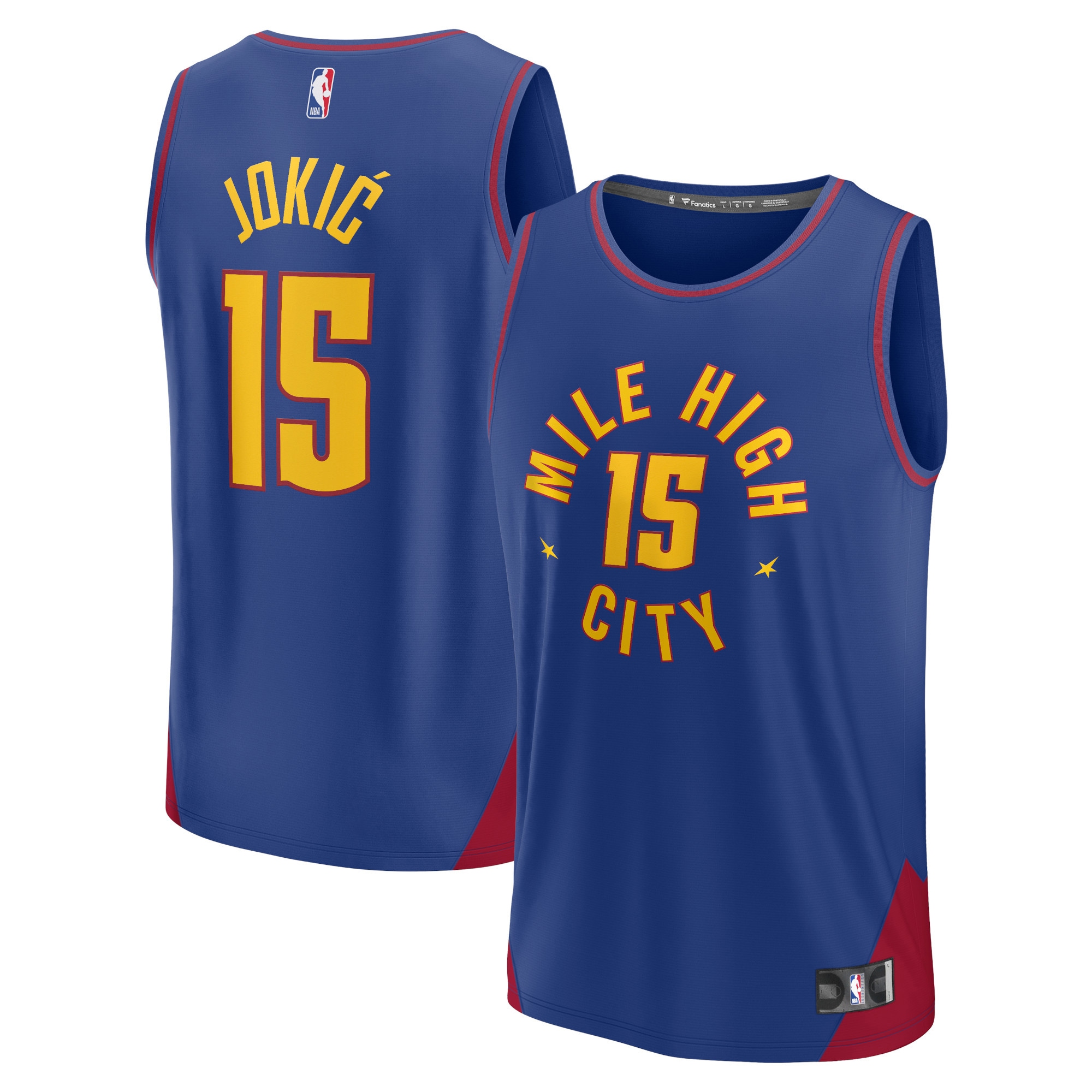 Nikola Jokic Denver Nuggets Fanatics Branded Youth Fast Break Player Basketball Jersey - Statement Edition - Blue