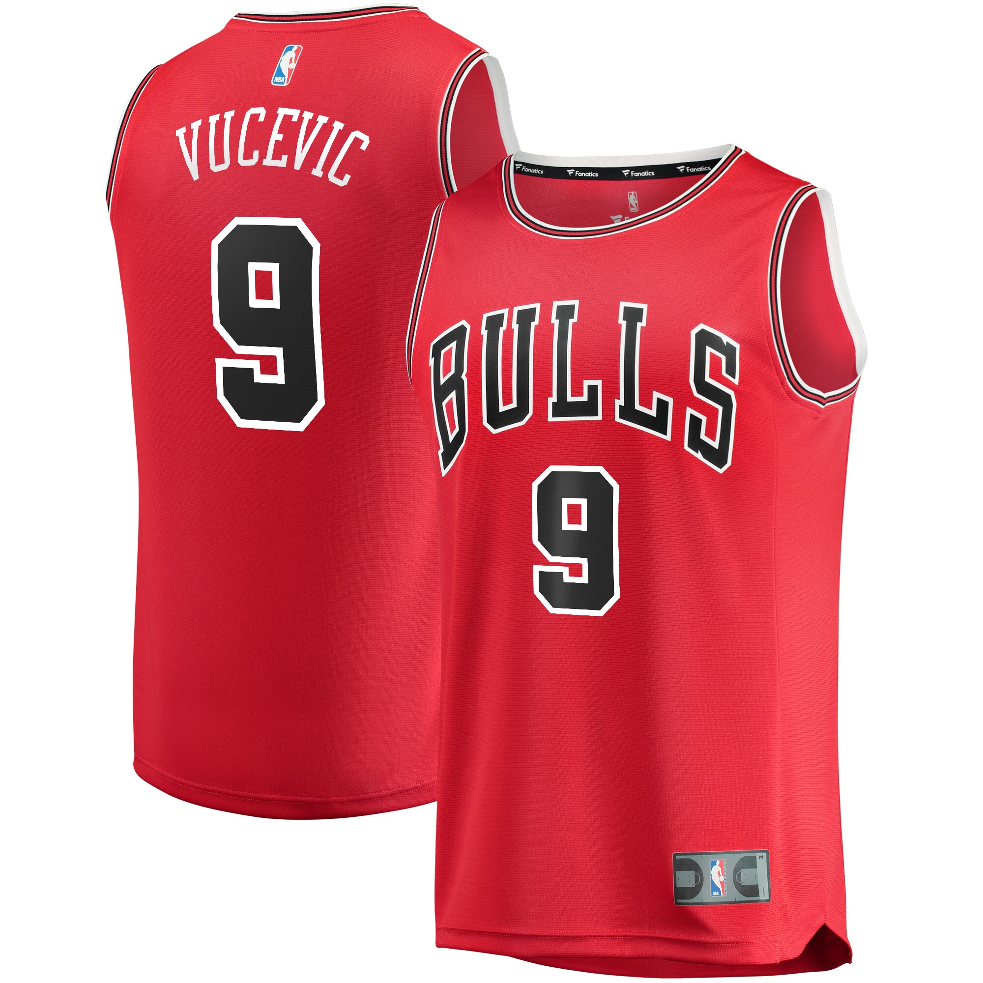 Alternative view of Nikola Vucevic Chicago Bulls Fanatics Branded 2020/21 Fast Break Road Replica Basketball Jersey - Icon Edition - Red