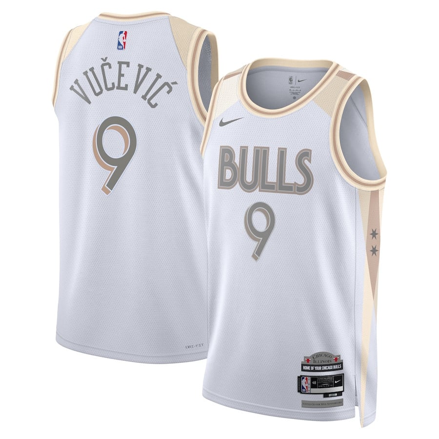 Nikola VuÄeviÄ‡ 9 Chicago Bulls Unisex 2024/25 Swingman Player Basketball Jersey - City Edition - White - JS130 