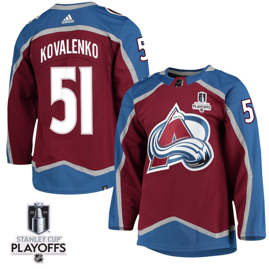 Nikolai Kovalenko 51 Colorado Avalanche 2024 NHL Playoffs Patch Home Hockey Jersey - Men - JS150 