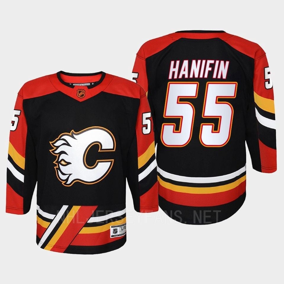 Noah Hanifin 55 Calgary Flames 2022 Special Edition 2.0 Retro Youth Hockey Jersey Black - JS184 