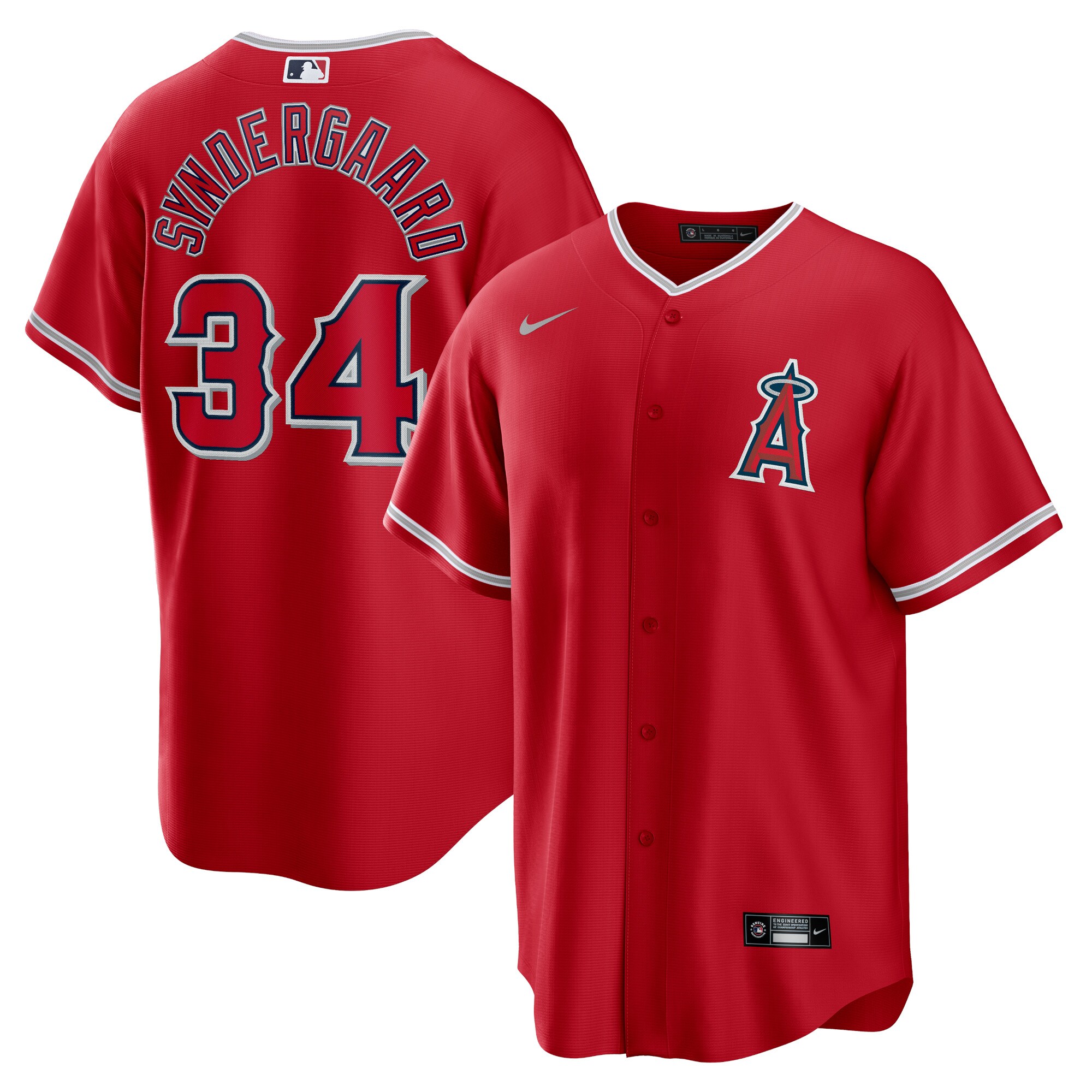 Alternative view of Noah Syndergaard Los Angeles Angels Alternate Replica Player Baseball Jersey – Red