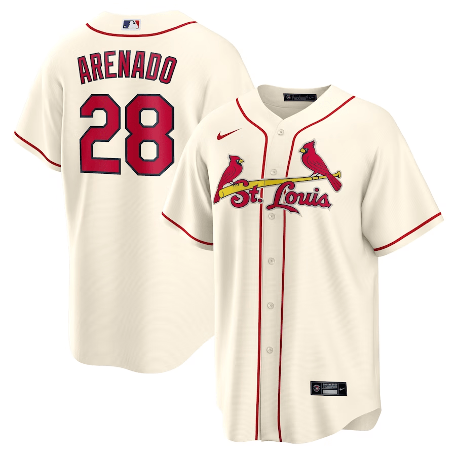 Nolan Arenado 28 St. Louis Cardinals Alternate Men Baseball Jersey - Cream 