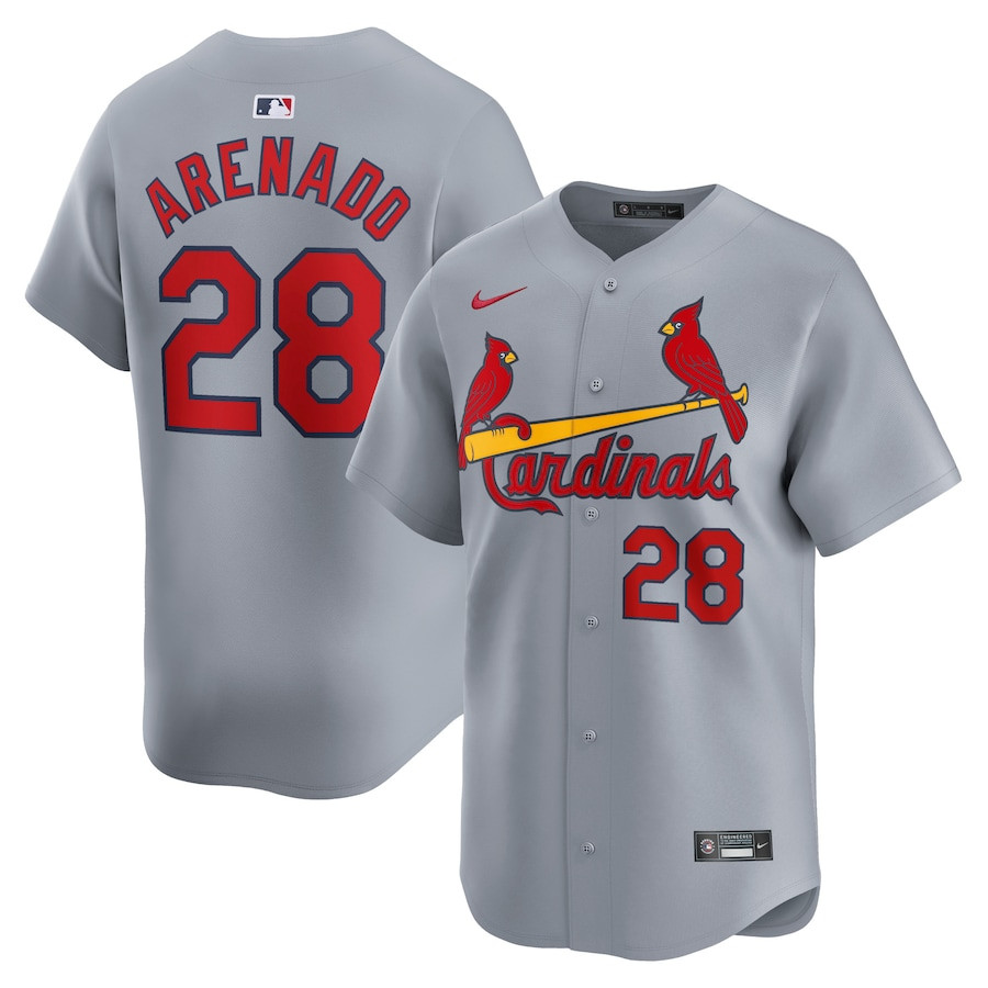 Nolan Arenado 28 St. Louis Cardinals Away Limited Player Men Baseball Jersey - Gray 
