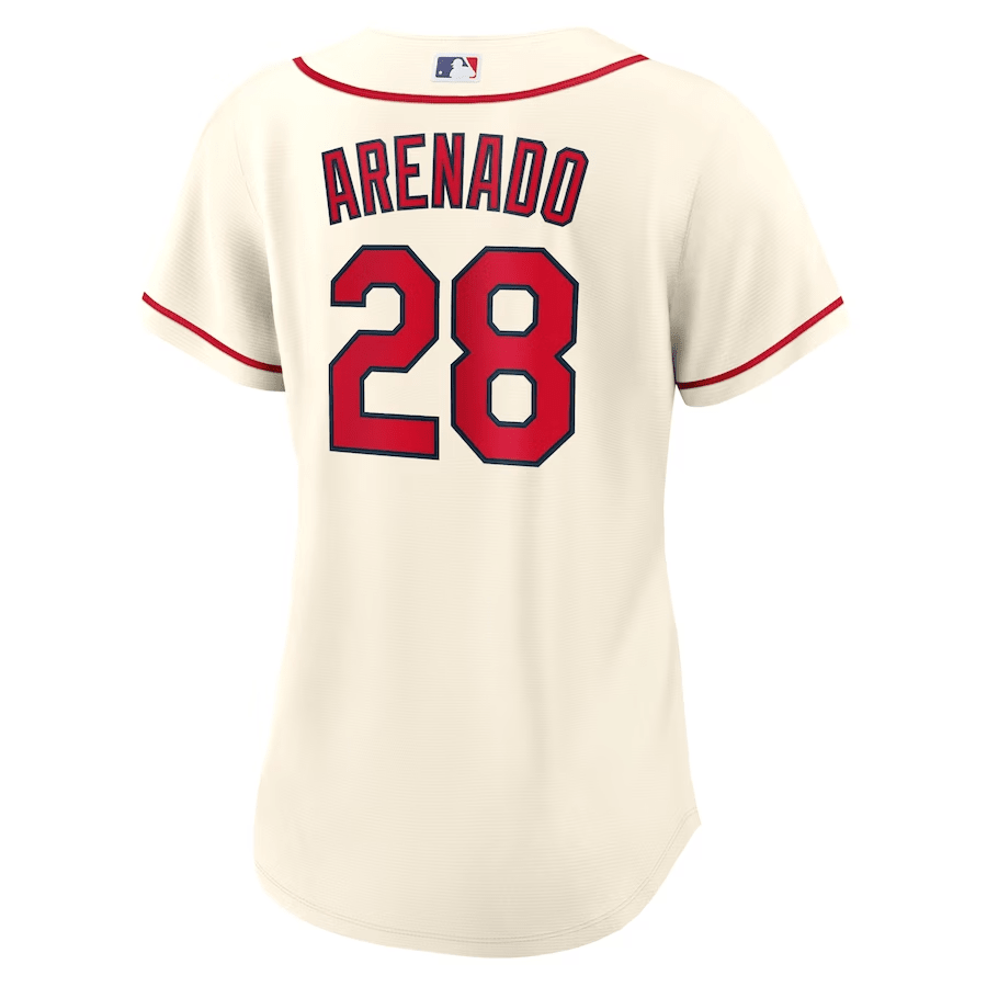 Alternative view of Nolan Arenado 28 St. Louis Cardinals Women Alternate Baseball Jersey - Cream 