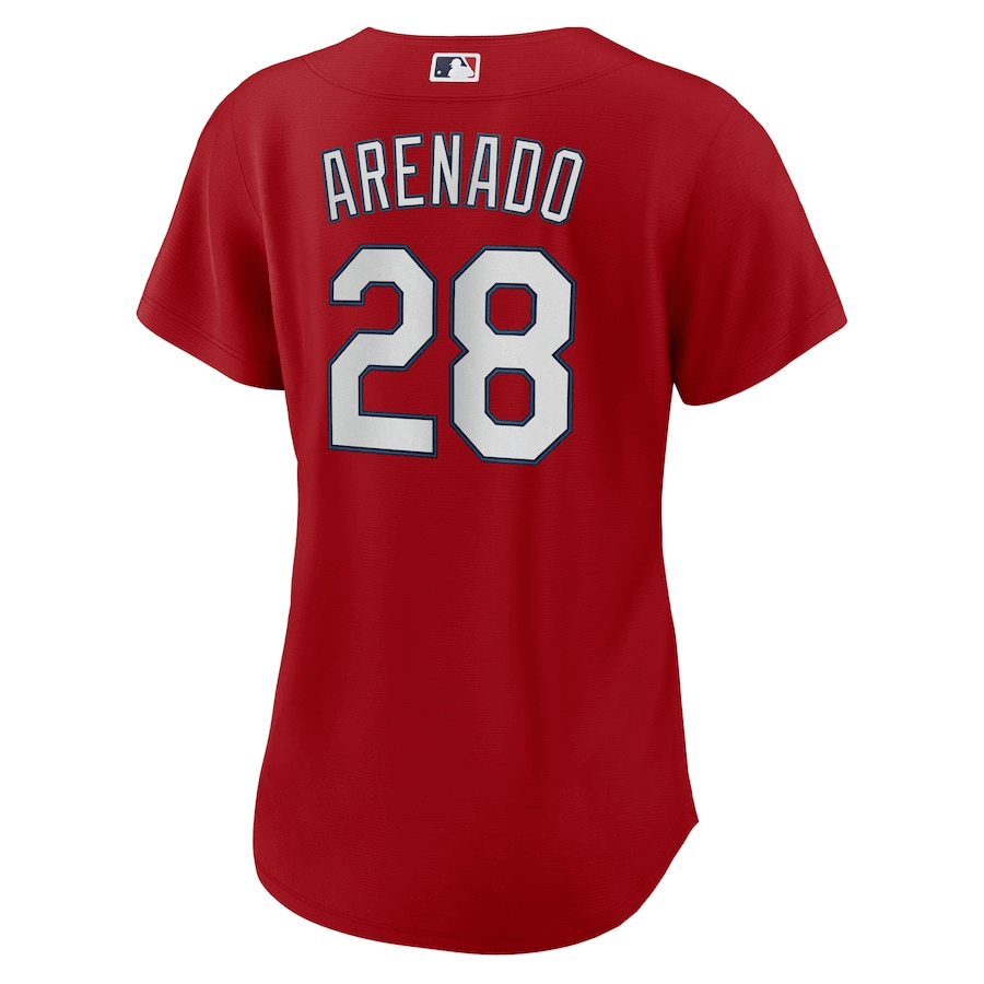 Alternative view of Nolan Arenado 28 St. Louis Cardinals Women Alternate Baseball Jersey - Red 