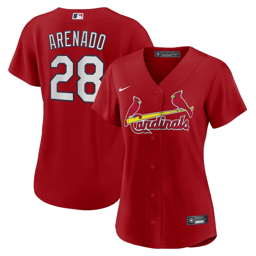 Nolan Arenado 28 St. Louis Cardinals Women Alternate Baseball Jersey - Red 
